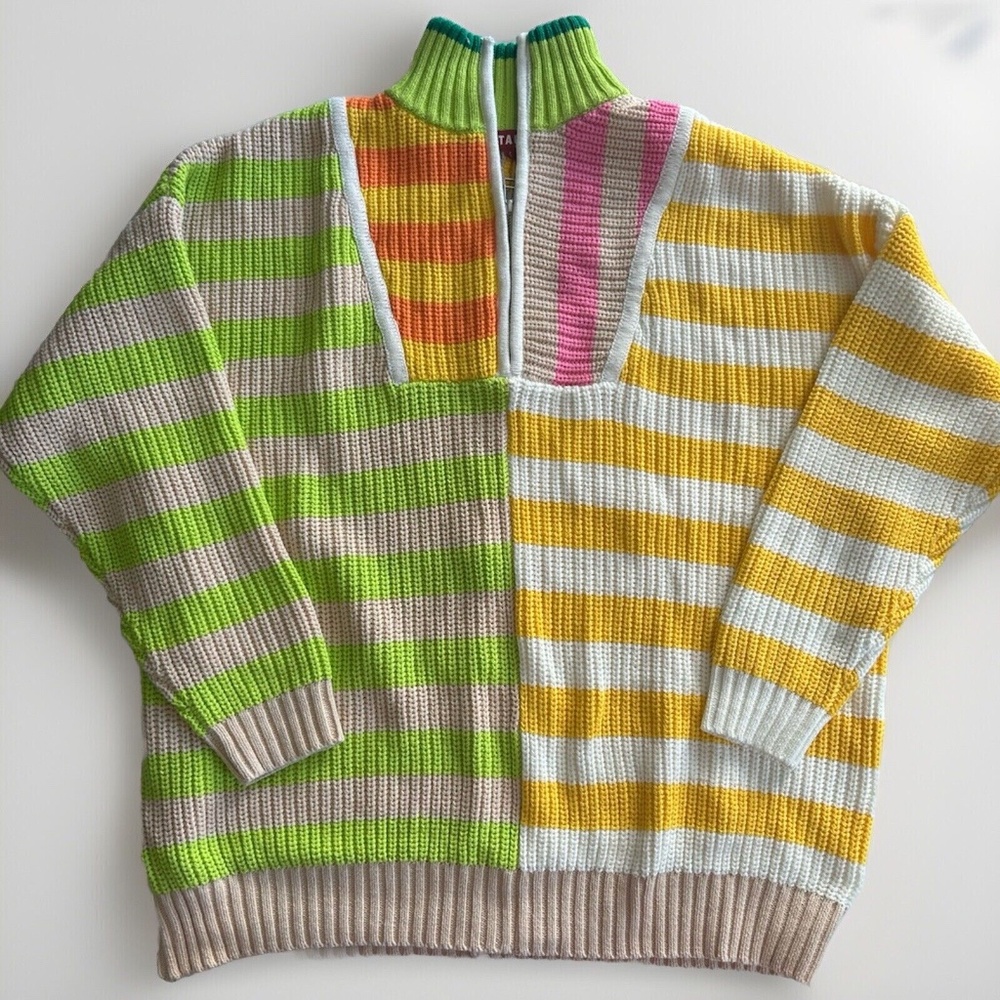Staud Hampton Stripe Sweater Half Zip sz. S - Picture 6 of 6